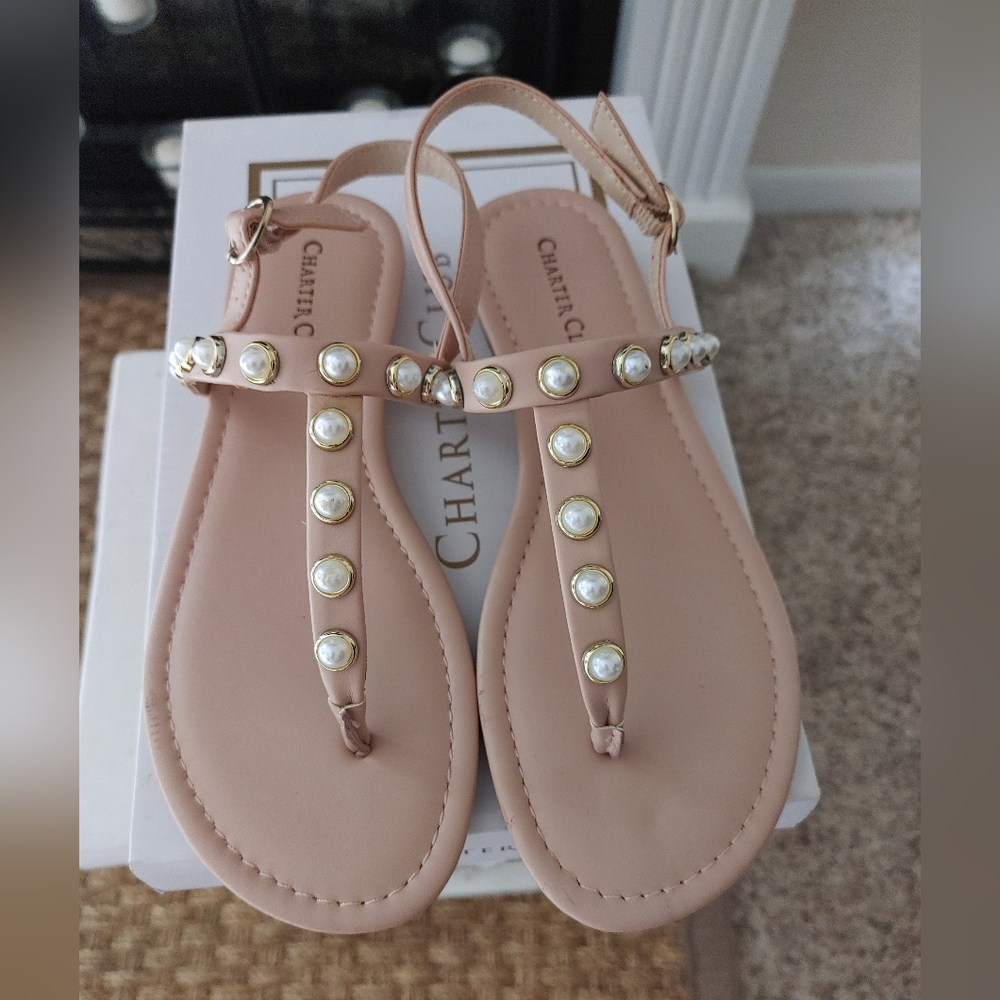 Charter Club Avita Embellished T-Strap Slingback Sandals 6M - Picture 5 of 14